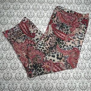 One World Abstract Leopard and Paisley Print Leggings, 1X